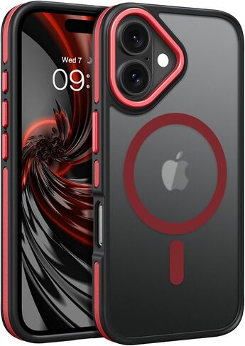 Bentoben for iPhone 16 Phone Case ، iPhone 16 Magnetic Case [متوافق مع Magsafe] الشفاف غير اللامع النحيف من النساء المقاوم للصدمة غطاء حالة الحماية 6.1 "أحمر in Saudi Arabia