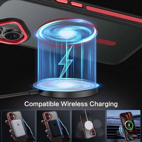 Bentoben for iPhone 16 Phone Case ، iPhone 16 Magnetic Case [متوافق مع Magsafe] الشفاف غير اللامع النحيف من النساء المقاوم للصدمة غطاء حالة الحماية 6.1 "أحمر in Saudi Arabia