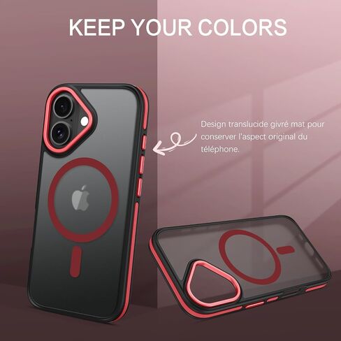 BENTOBEN for iPhone 16 Phone Case,iPhone 16 Magnetic Case [Compatible with MagSafe] Translucent Matte Slim Fit Shockproof Women Men Protective Case Cover 6.1" Red in Saudi Arabia