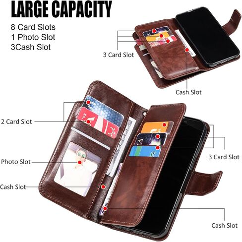 Asuwish Phone Case for Samsung Galaxy A05 Wallet Cover with Tempered Glass Screen Protector Flip Credit Card Holder Slot Stand Purse Folio Pocket Mobile Accessories TPU Cell Ao5 A 05 Women Men Brown in Saudi Arabia