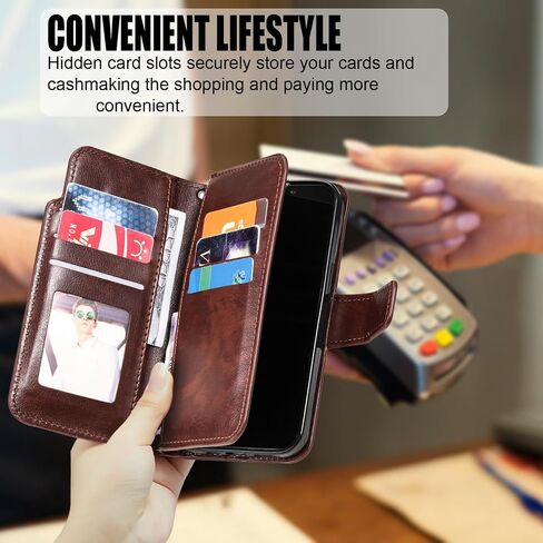 Asuwish Phone Case for Samsung Galaxy A05 Wallet Cover with Tempered Glass Screen Protector Flip Credit Card Holder Slot Stand Purse Folio Pocket Mobile Accessories TPU Cell Ao5 A 05 Women Men Brown in Saudi Arabia