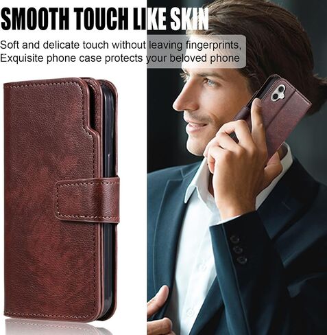 Asuwish Phone Case for Samsung Galaxy A05 Wallet Cover with Tempered Glass Screen Protector Flip Credit Card Holder Slot Stand Purse Folio Pocket Mobile Accessories TPU Cell Ao5 A 05 Women Men Brown in Saudi Arabia