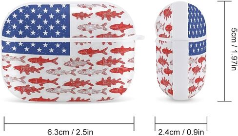 American Flag Fishing Design Case Compatible with AirPod Pro Case 2019 with Keychain Shockproof Protective in Saudi Arabia