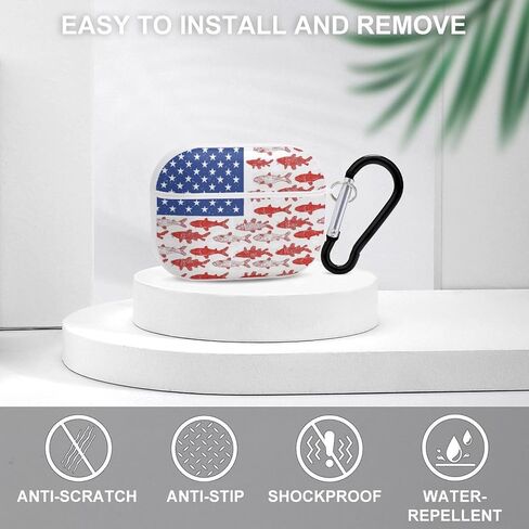 American Flag Fishing Design Case Compatible with AirPod Pro Case 2019 with Keychain Shockproof Protective in Saudi Arabia