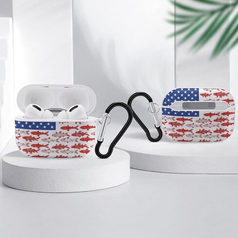 American Flag Fishing Design Case Compatible with AirPod Pro Case 2019 with Keychain Shockproof Protective in Saudi Arabia