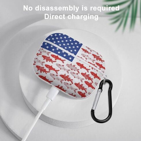 American Flag Fishing Design Case Compatible with AirPod Pro Case 2019 with Keychain Shockproof Protective in Saudi Arabia