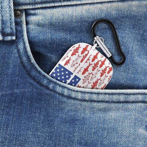 American Flag Fishing Design Case Compatible with AirPod Pro Case 2019 with Keychain Shockproof Protective in Saudi Arabia