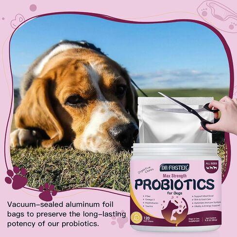 Probiotics for Dogs, Dog Probiotics for Digestive Health - Fiber Riched Prebiotic & Digestive Enzymes with Pumpkin, Omega-3, 6 Billion CFUs Support Gut & Immune Health, Diarrhea, Dog Allergy Relief in Saudi Arabia