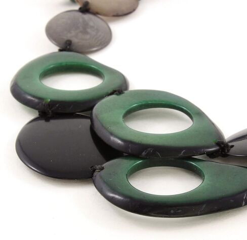 Blue Statement Necklace Set made of Tagua Nut, Layered Bib Style with White, Fair Trade Artisan Jewelry in Saudi Arabia