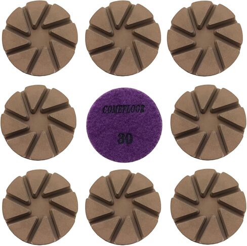 Hybrid Diamond Ceramic Polishing Pucks, Aggressive Concrete Terrazzo Floor Hook n Loop Grinding Pads, 3 Inch Long Using Life Transitional Discs,30# 3 PCS in Kuwait