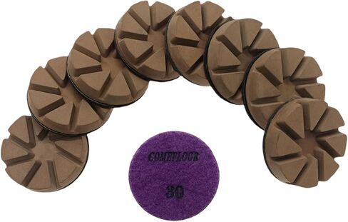 Hybrid Diamond Ceramic Polishing Pucks, Aggressive Concrete Terrazzo Floor Hook n Loop Grinding Pads, 3 Inch Long Using Life Transitional Discs,30# 3 PCS in Kuwait