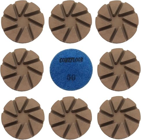 Hybrid Diamond Ceramic Polishing Pucks, Aggressive Concrete Terrazzo Floor Hook n Loop Grinding Pads, 3 Inch Long Using Life Transitional Discs,30# 3 PCS in Kuwait
