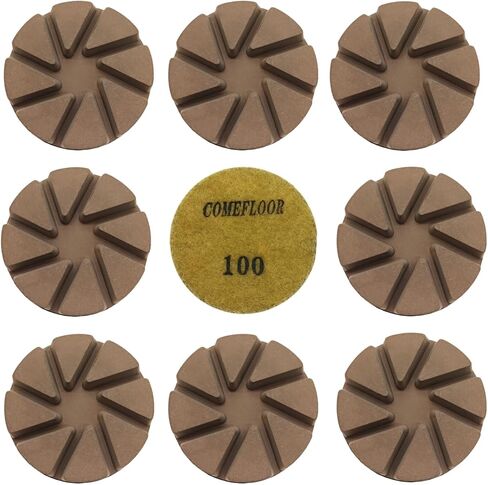 Hybrid Diamond Ceramic Polishing Pucks, Aggressive Concrete Terrazzo Floor Hook n Loop Grinding Pads, 3 Inch Long Using Life Transitional Discs,30# 3 PCS in Kuwait