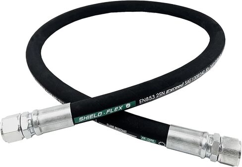 Autovo 26711-08-08-RW- مجموعة دوارة للخرطوم الهيدروليكي 1/2 بوصة خرطوم هيدروليكي مع أنثى JIC X أنثى JIC، بطول 48 بوصة (3988 رطل لكل بوصة مربعة)، أسود in Kuwait