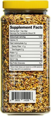 Beekeeper's Naturals - 100% Raw Bee Pollen Granules, Natural Preserved Enzymes, Source of Vitamin B, Minerals, Amino Acids & Protein - Paleo & Keto Friendly, Gluten Free (5.2 oz) in Kuwait
