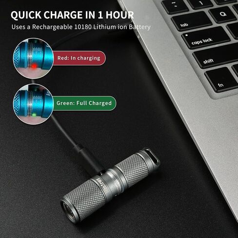 MecArmy X2S Stainless Steel LED Flashlight, Mini EDC Rechargeable Keychain Flashlight with Micro USB Charging, 10180 Battery 130 Lumens Outdoor Waterproof EDC Keychain Light (DLC Black) in Kuwait