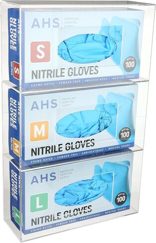 Glove Dispenser Wall Mount Double | Clear Acrylic Mountable Glove Box Holder with Individual Compartments | Gloves Sold Separately | Triple Layer Medical Glove Dispenser in Kuwait