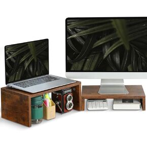TEAMIX 14.2 inch + Riser-6.7 inch Monitor Stand TV/Screen/PC/Laptop Riser Computer Stand Desktop Shelf.