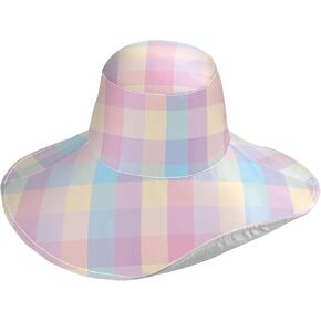 Aslsiy Women Sun Hat Wide Brim Summer Beach Hat Reversible Foldable Chin Strap UV Protection Hat