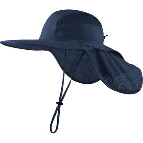 Zylioo كبير الحجم XXL Mens Hat مع رفرف الرقبة ، XL قبعات صيد عريض خفيفة الوزن ، UPF50+ قبعة المشي لمسافات طويلة