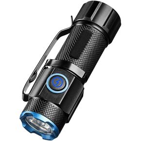 Alonefire X66 LED Mini Flashlight High Lumens USB C Rechargeable Small Flashlight Bright Lightweight Pocket Size with 5 Light Modes Magnetic with Clip, Charging Indicator, Rechargeable Battery for EDC