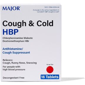 Major Cough & Cold - Relief for People with High Blood Pressure - 16 Tablets (Coricidin HBP Cough & Cold)