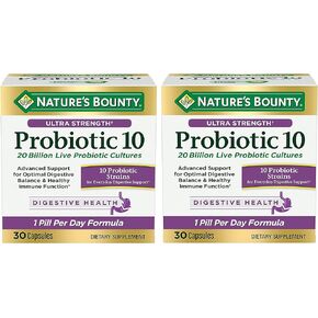 Probiotics by Nature's Bounty, Ultra Strength Probiotic 10, Immune Health & Digestive Balance, 60 Capsules