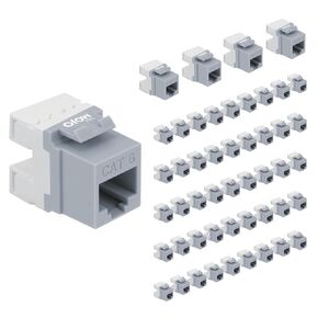 Tecmojo 180° Angled RJ45 Cat6 Keystone Jacks in Gray 50 Pack Compatible with 180° Angled Speed Termination Tool