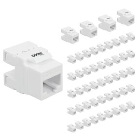 Tecmojo 180° Angled RJ45 Cat6 Keystone Jacks in White 50 Pack Compatible with 180° Angled Speed Termination Tool