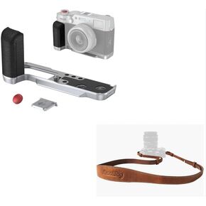 SmallRig X100VI / X100V Handgrip L-Shape Grip+Universal Leather Camera Shoulder Strap