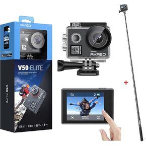 AKASO V50 Elite Action Camera with a 1.2M Selfie Stick and a Tripod Bundle