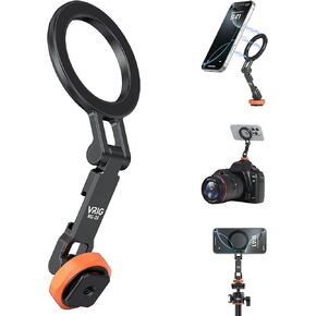 VRIG MG-28 Magnetic Phone Tripod Mount,1/4" Thread Cold Shoe 360° Rotation,for iPhone16 15 14 13 12 Pro Max Plus Series,Magnetic Ring Compatible with All Phones