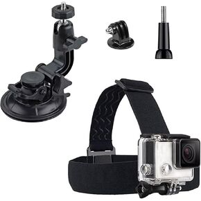 Head Mount Strap Compatible with Gopro Hero 13 12 11 10 9 8 7/AKASO EK7000 Brave 4 Brave 7 LE,Suction Cup Mount Compatible with DJI Osmo Pocket 3/2