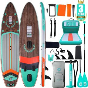 Niphean (Extra Large) Inflatable Paddle Board, SUP for 2+1 People/Family, Stand Up Paddle Board with (Beginner Friendly) Balanced Wing, Waterproof Phone Pouch, Paddle Boards for Adults, Gift Ideas