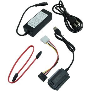 5PCS External AC Power Adapter and SATA/PATA/IDE to USB 2.0 Adapter Converter Cable for Hard Drive Optical Drive