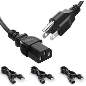 6FT 3 Prong TV Power Cord Replacement Made for Vizio Samsung Sony LG Toshiba Dynex Panasonic Viewsonic LCD TV Universal AC Power Cable, UL Listed 10A 250V Power Cord, 3 Pack