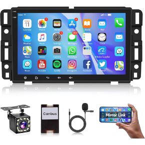 8 inch Car Stereo for Chevrolet Silverado GMC Sierra Yukon 2007-2013, Rimoody Android GPS Navigation Head Unit Radio Replacement with CarPlay Android Auto Multimedia Video Player - with Backup Camera