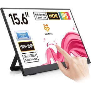 KLAYERS LUCKFOX 15.6inch Portable Monitor with Stand - Plug and Play Ultra Thin/Light USB-C HDMI 1080P FHD 178° Viewing Angle Dual-Track HiFi Speaker for Raspberry Pi/Jetson/PC/Game Console/Phone