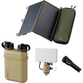 ELECOM NESTOUT 15000mAh Outdoor Power Bank + 2-Panel Solar Panel Charger + Flash-1 LED Flash Light Panel 1000 Lumen - Beige