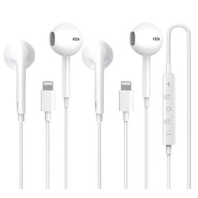 2 Pack iPhone Headphones with Cable, [APPLE MFi Certified] In-Ear Headphones Lightning Earphones Compatible with iPhone 14/13/12/11/8/7/X/Pro/Pro Max