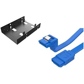 SABRENT 2.5 Inch to 3.5 Inch Internal Hard Disk Drive Mounting Bracket Kit + SATA III (6 Gbit/s) Right Angle Data Cable with Locking Latch