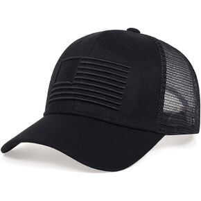 Mens American Flag Trucker Hat Breathable Mesh Baseball Cap Adjustable Low Profile Snapback Hat