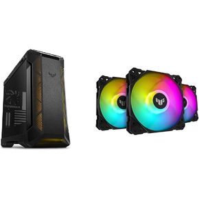 ASUS TUF Gaming GT501 Case for EATX Motherboards with 3 ARGB Fans and TUF Gaming TF120 ARGB 3 Fan Pack for Computer Case Cooling