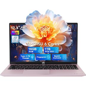 NIMO 17.3 IPS FHD Business Laptop Computer, Intel 6 Core i3-1215U, 32GB RAM, 1TB SSD, (Beat i5-1135G7, Up to 4.4GHz), 65W Type-C, Fingerprint, Backlit Keyboard, WiFi 6, Win 11