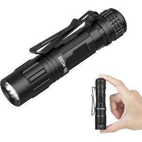 Pocket Flashlight, 500 Lumens Dual Fuel Rechargeable AA LED Light, Small EDC Flashlight with Clip for Camping, Hiking and Everyday Use