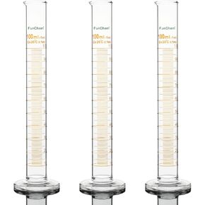 3-Pack Borosilicate Glass Graduated Cylinder Measuring Cylinder, 50 ml