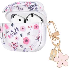 Butterfly Case for Airpods 4 (2024) Cover with Keychain, Pretty Blue Butterfly Shell Design for Women Shockproof TPU Drop Protection Cover Case for Airpods 4th Generation