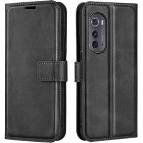 Flip Case for Motorola Edge 2022 Wallet PU Leather Magnetic Protective Cellphone Case for Moto Edge 2022 Folio Book Cover with Stand (Black)