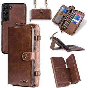 Compatible with Samsung Galaxy S23 5G Wallet Case Crossbody Shoulder Strap Card Holder Stand Multi-Function 2in 1 Detachable Magnetic Phone Cover for S 23 23S GS23 G5 SM-S911U 6.1 inch Women Men Blue