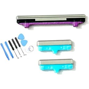 Power On Off Volume Key Side Button Replacement for Samsung Galaxy S10 / S10 +Plus, with Toolkit (Silver)
